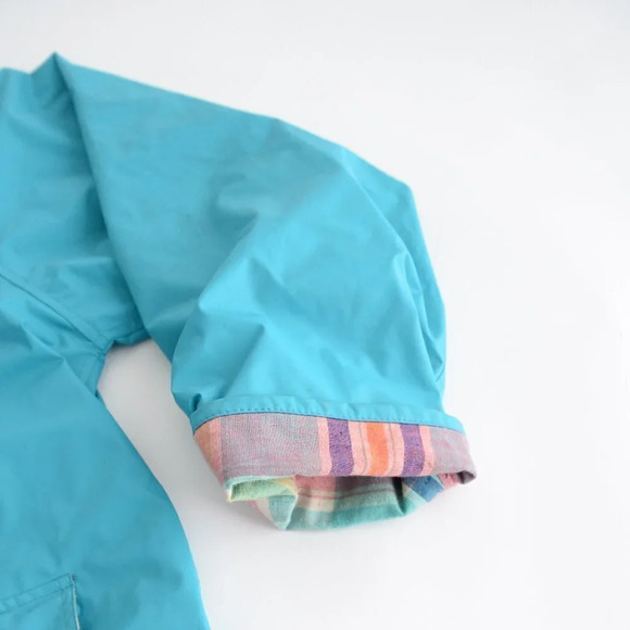 Vintage Sequence Teal Rain Jacket with Rainbow Lining Size  20 - Picture 9 of 15